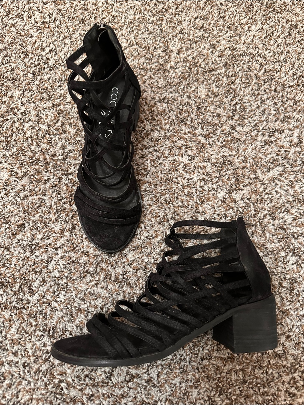 Matisse Black Strappy Block Heel Booties